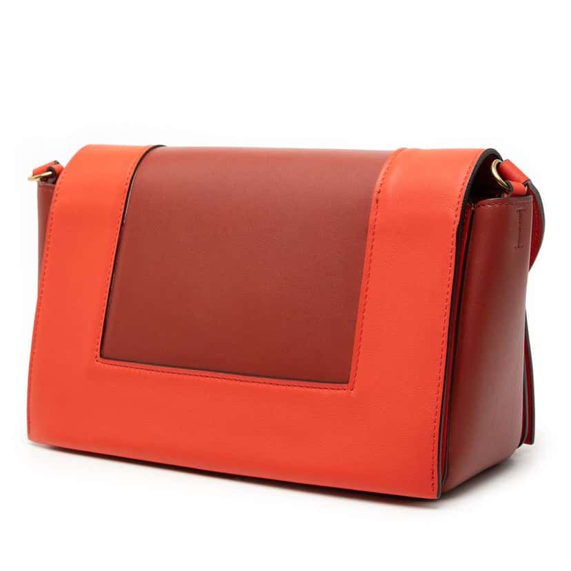 Celine Medium Shiny Smooth Calfskin Frame Shoulder Bag Red Leather Very good condition - Back View
