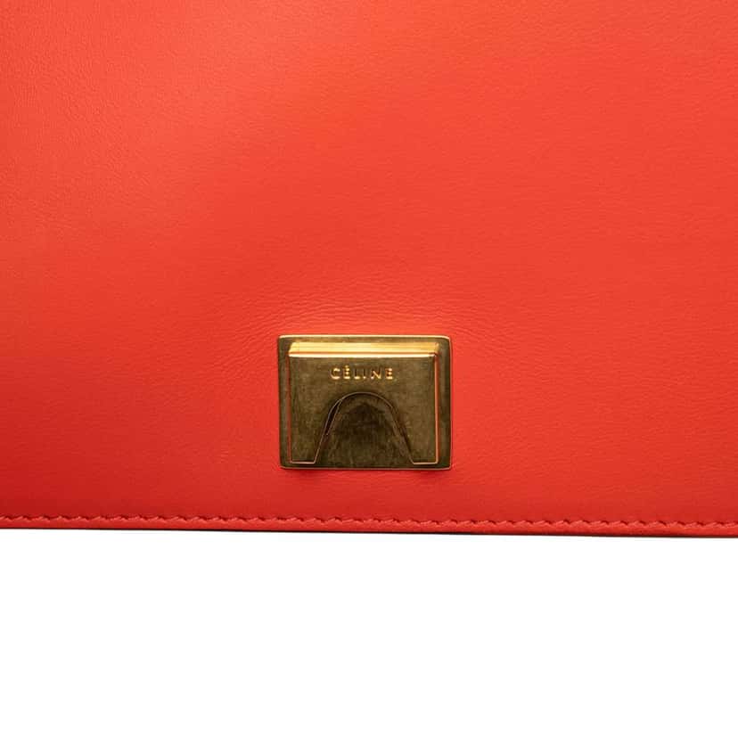 Celine Medium Shiny Smooth Calfskin Frame Shoulder Bag Red Leather Very good condition - Box View