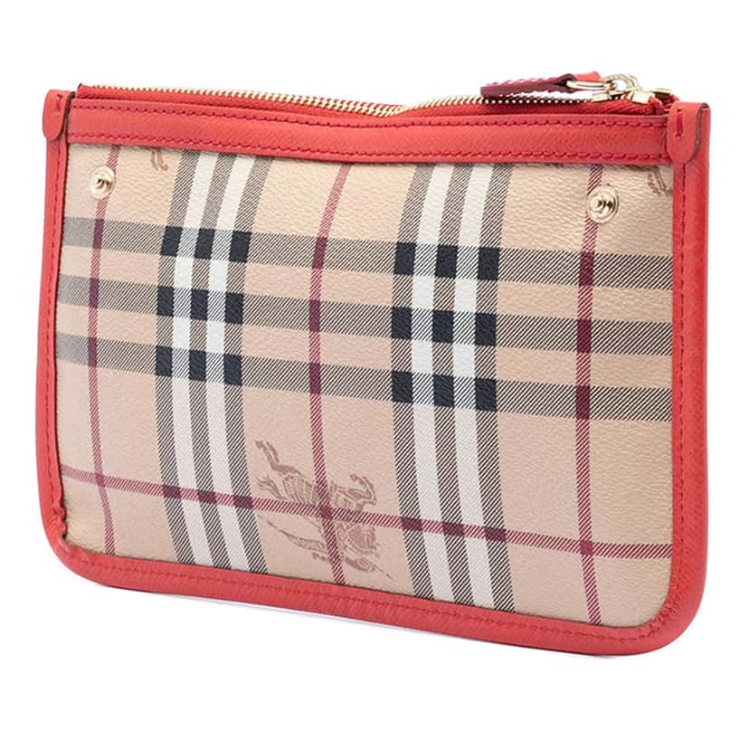 Burberry Haymarket Check Coated Canvas Pouch Brown Canvas Very good condition - Back View