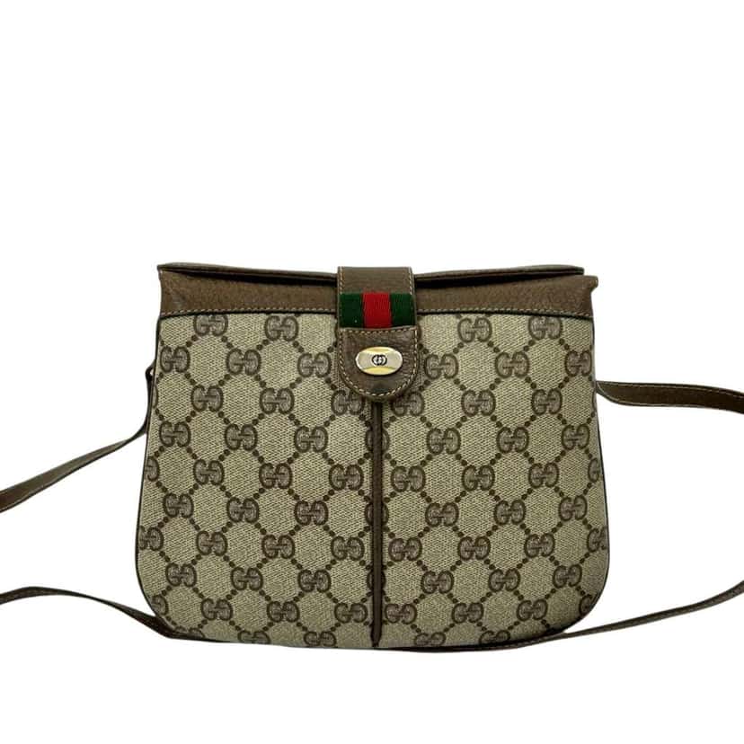 Gucci GG Supreme Web Crossbody Brown Canvas Very good condition - Front View