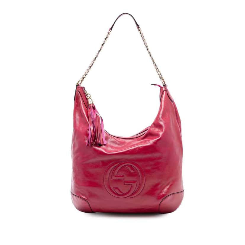 Gucci Patent Soho Shoulder Bag Red Leather Very good condition - Front View