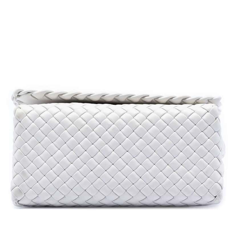 Bottega Veneta Nappa Intrecciato Patti Shoulder Bag White Leather Very good condition - Inside View