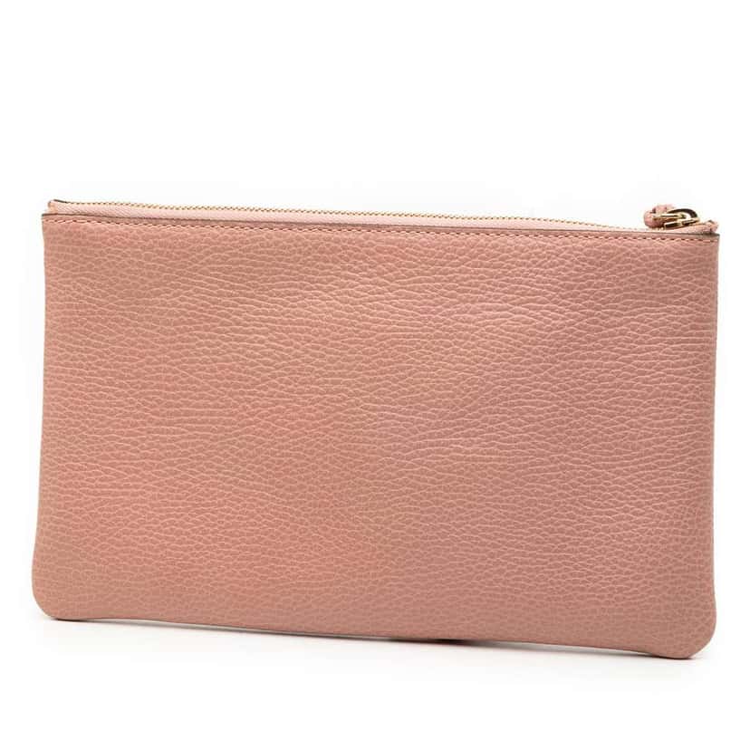 Gucci Calfskin Bamboo Clutch Pink Leather Very good condition - Back View