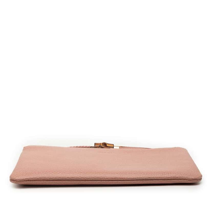 Gucci Calfskin Bamboo Clutch Pink Leather Very good condition - Inside View