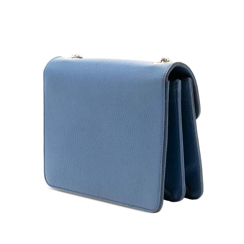 Gucci Small Dollar Calfskin Interlocking G Crossbody Blue Leather Very good condition - Back View