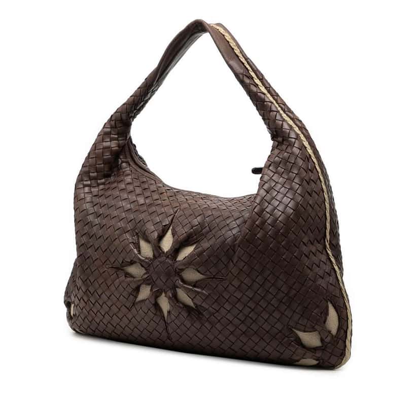 Bottega Veneta Large Nappa Intrecciato Floral Cutout Veneta Hobo Brown Leather Very good condition - Back View