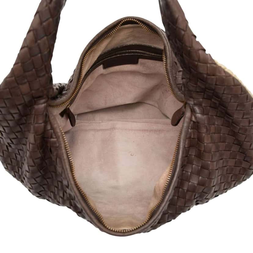 Bottega Veneta Large Nappa Intrecciato Floral Cutout Veneta Hobo Brown Leather Very good condition - Model View