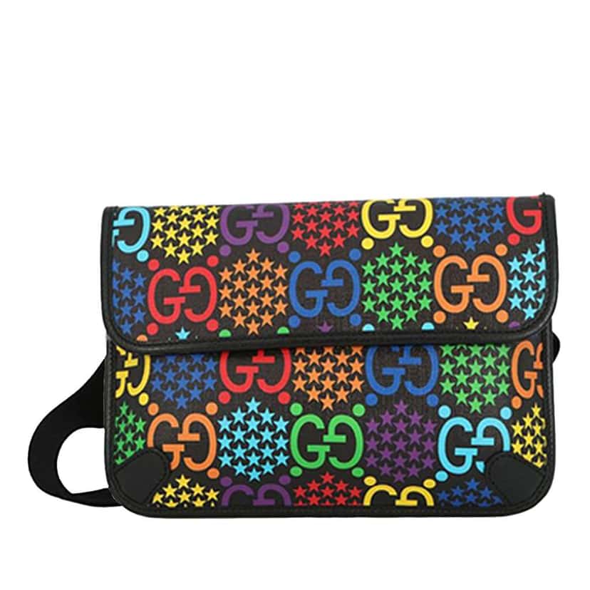 Gucci GG Supreme Psychedelic Belt Bag Black Canvas Very good condition - Front View