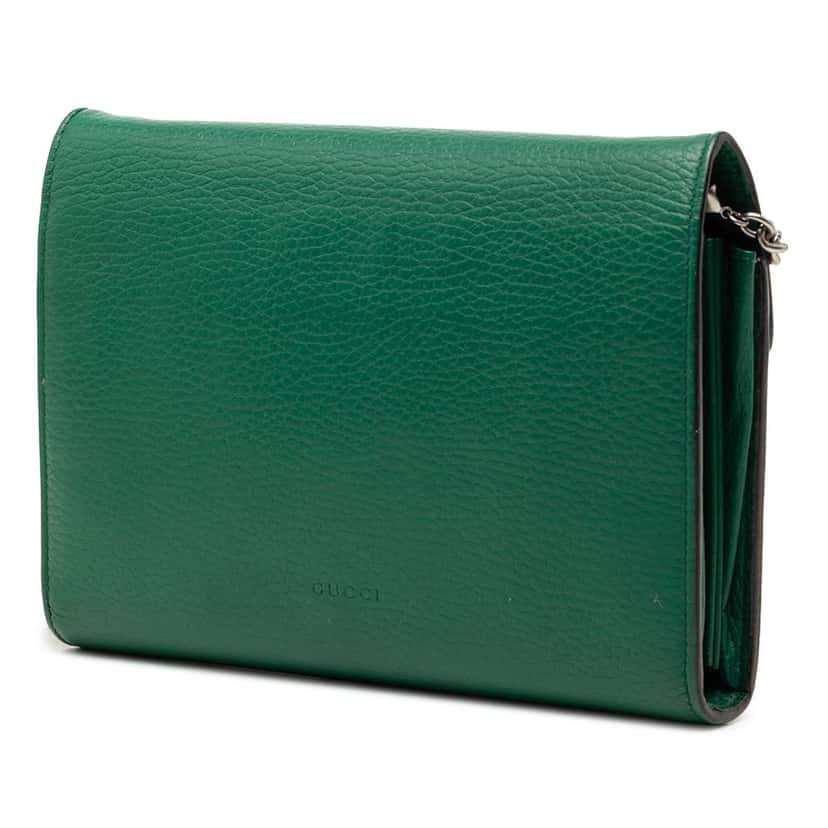 Gucci Leather Dionysus Wallet on Chain Green Leather Very good condition - Back View