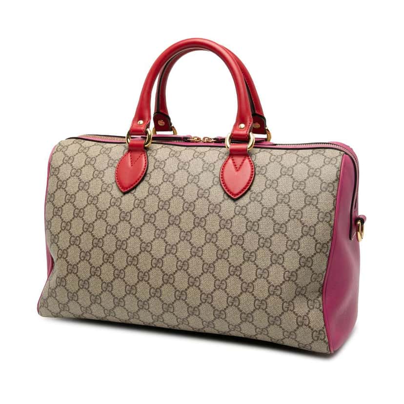 Gucci Medium GG Supreme Satchel Brown Canvas Very good condition - Back View