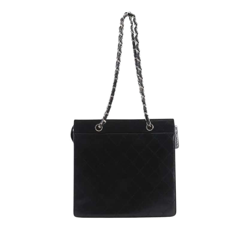 Chanel Quilted Caviar Chain Tote Black Leather Very good condition - Front View