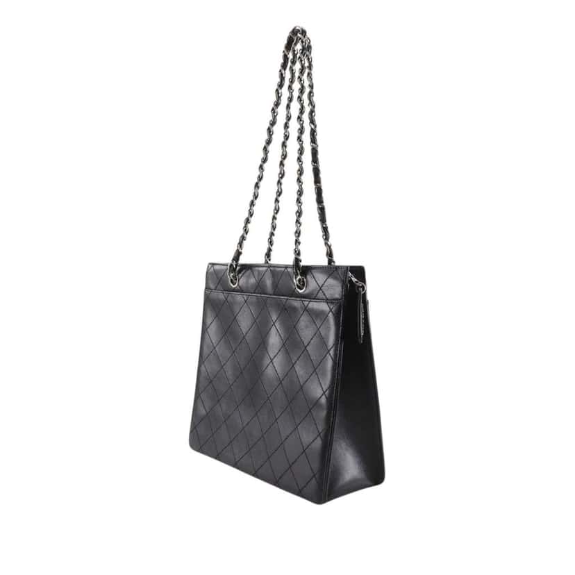 Chanel Quilted Caviar Chain Tote Black Leather Very good condition - Inside View