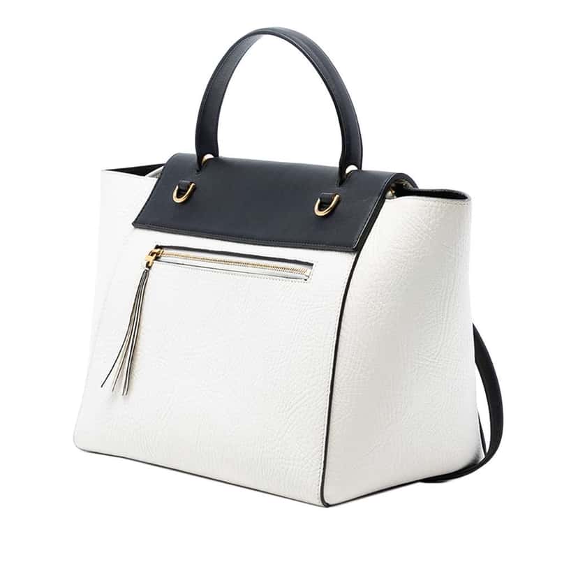 Celine Mini Bicolor Grained Calfskin Belt Bag White Leather Very good condition - Back View