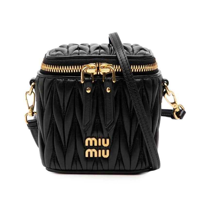 Miu Miu Micro Matelasse Nappa Vanity Crossbody Black Leather Very good condition - Front View