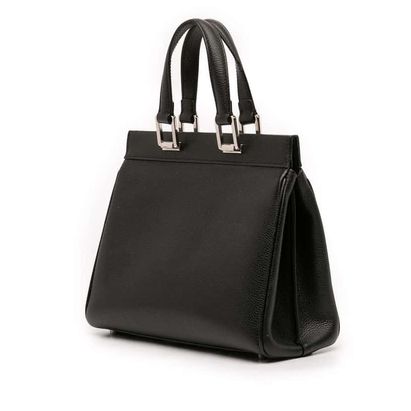 Gucci Small Grained Calfskin Zumi Top Handle Bag Black Leather Very good condition - Back View