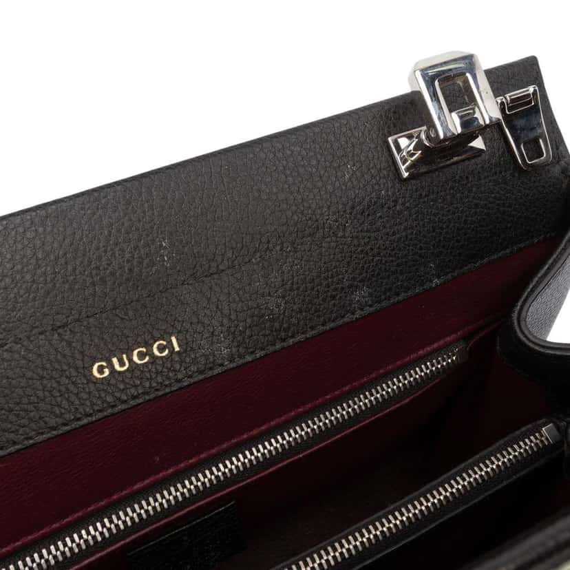 Gucci Small Grained Calfskin Zumi Top Handle Bag Black Leather Very good condition - Box View