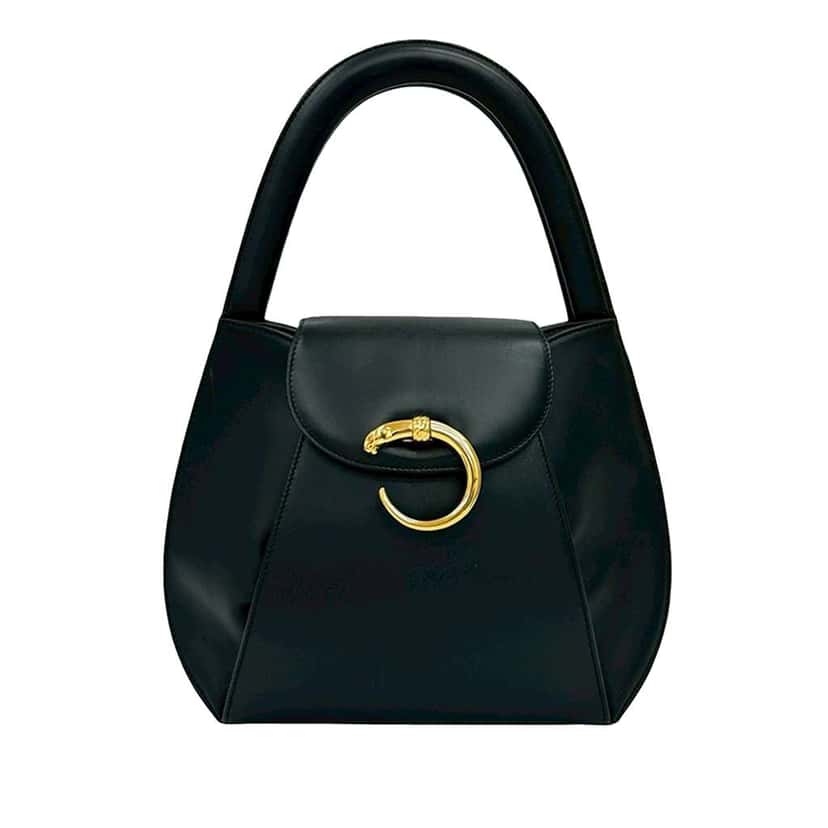 Cartier Leather Panthere Handbag Black Leather Good condition - Front View