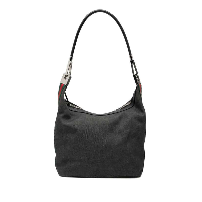 Gucci Denim Web Shoulder Bag Grey Denim Very good condition - Front View