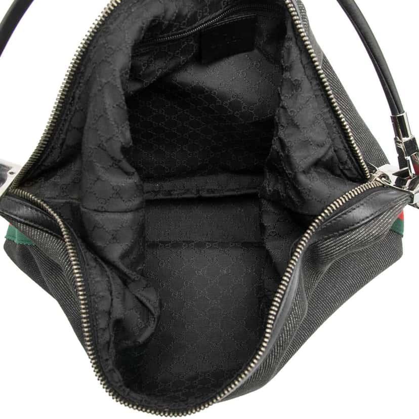 Gucci Denim Web Shoulder Bag Grey Denim Very good condition - Model View