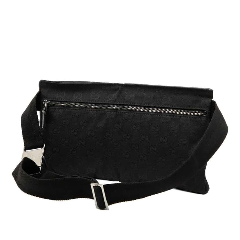 Gucci GG Canvas Double Pocket Belt Bag Black Canvas Very good condition - Back View
