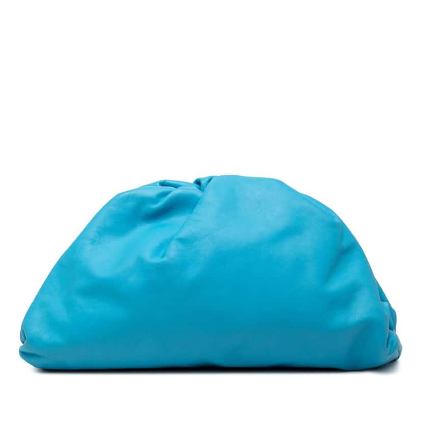 Bottega Veneta Lambskin The Pouch Blue Leather Very good condition - Front View