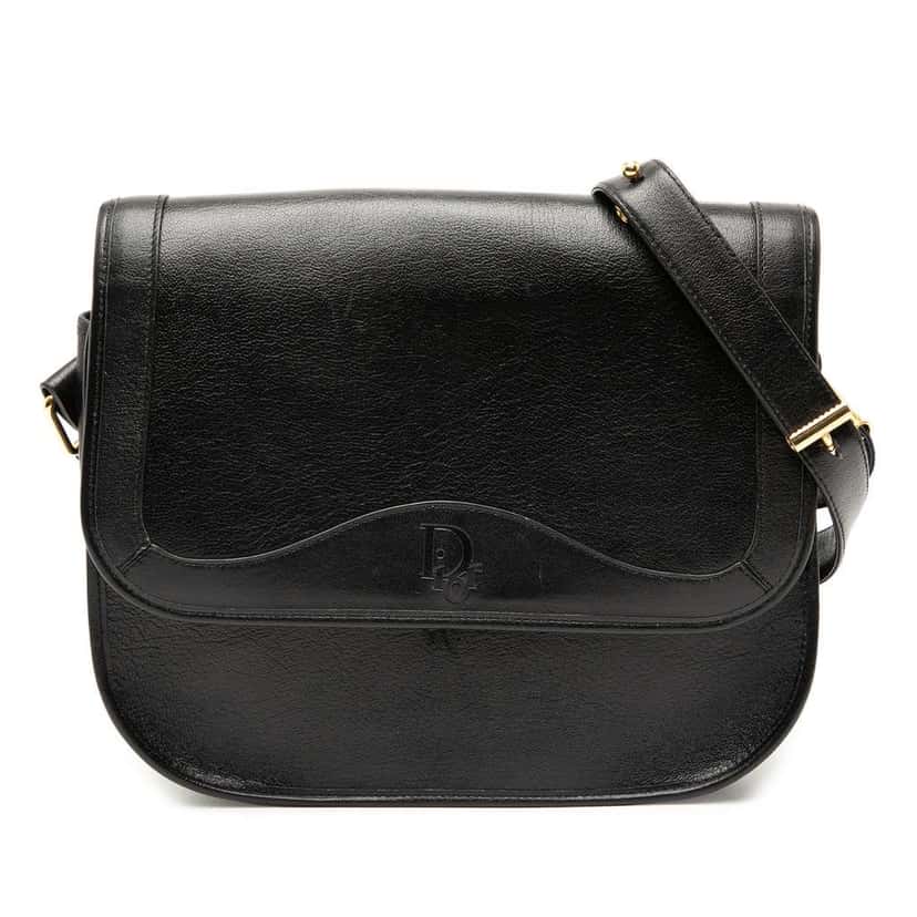 Dior Leather Flap Shoulder Bag Black Leather Very good condition - Front View