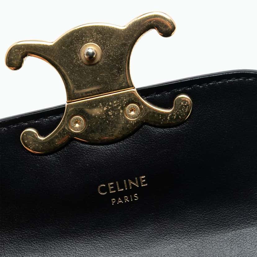 Celine Mini Shiny Calfskin Triomphe Crossbody Black Leather Very good condition - Box View