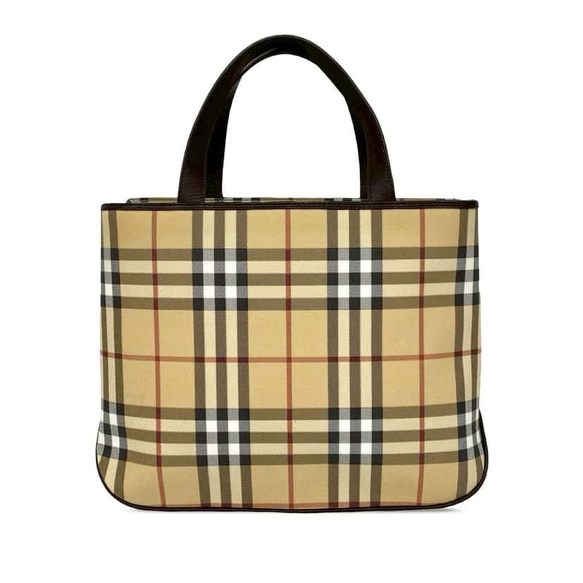 Burberry House Check Canvas Handbag Brown Canvas Good condition - Back View