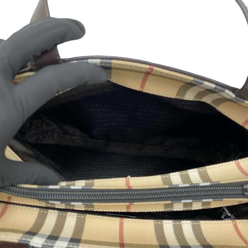Burberry House Check Canvas Handbag Brown Canvas Good condition - Model View
