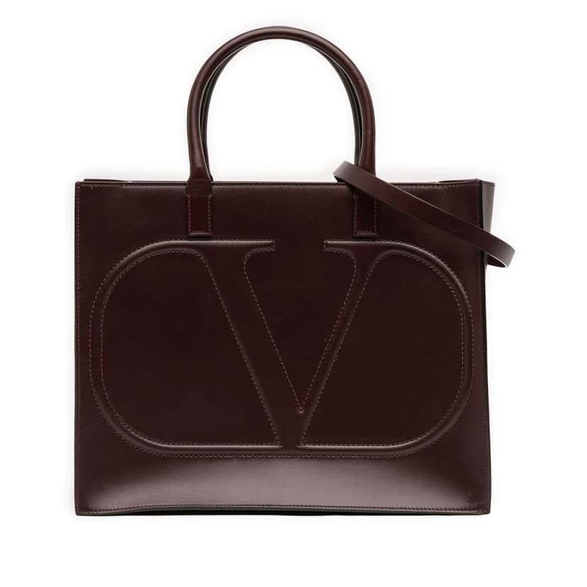 Valentino Medium Leather VLogo Walk Tote Red Leather Very good condition - Front View