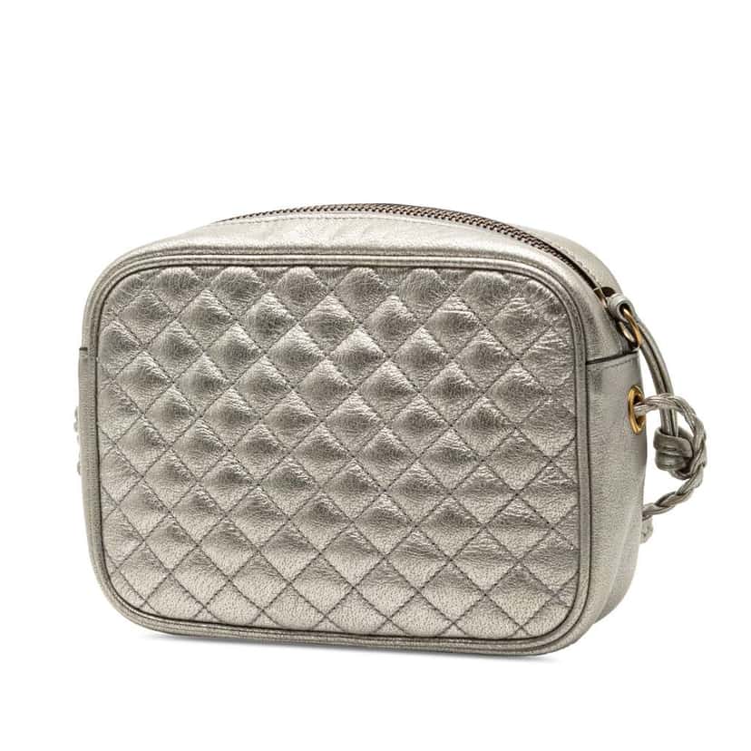 Gucci Mini Quilted Leather Web Trapuntata Crossbody Silver Leather Very good condition - Back View