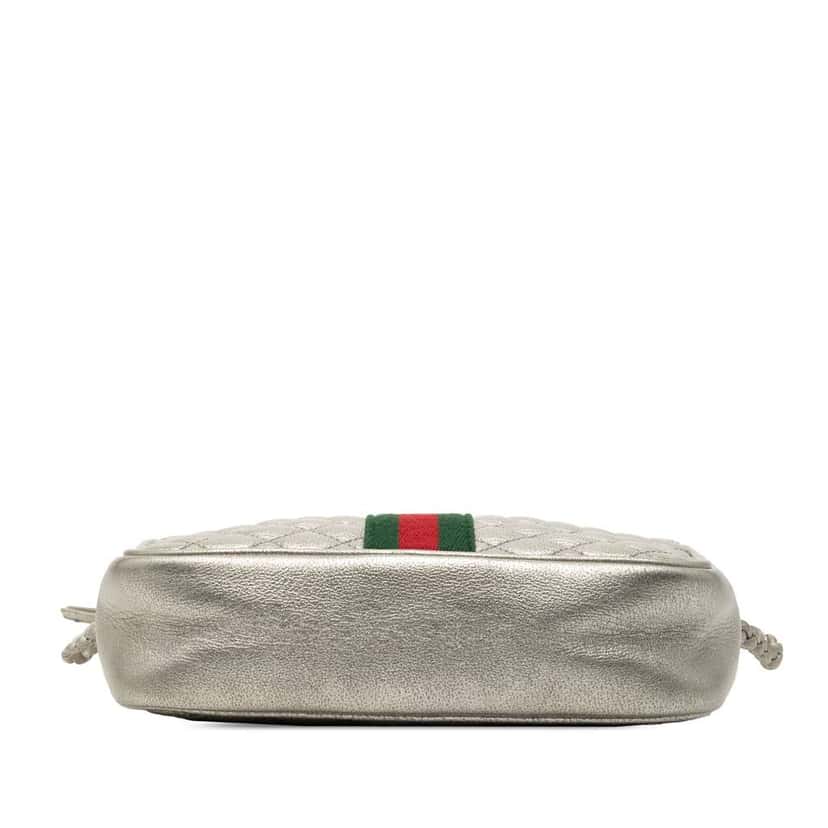 Gucci Mini Quilted Leather Web Trapuntata Crossbody Silver Leather Very good condition - Inside View