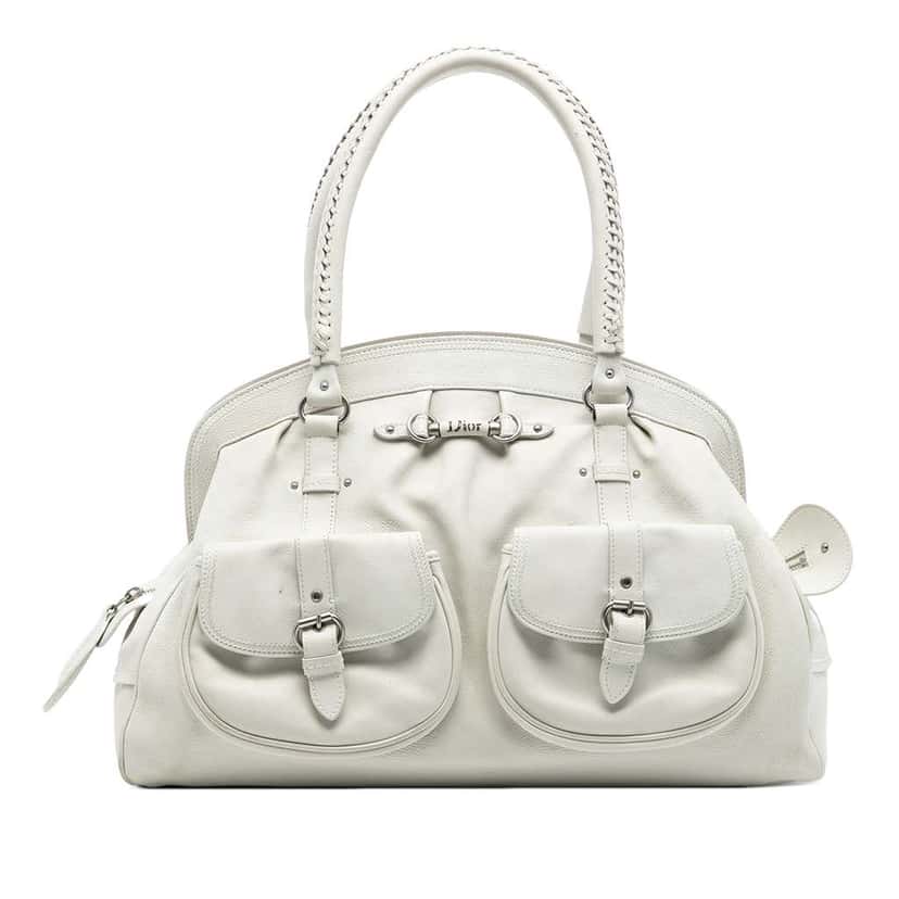 Dior Large Calfskin My Dior Frame Handbag White Leather Very good condition - Front View