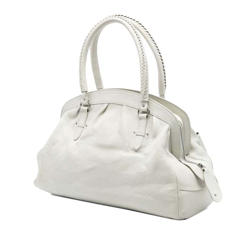 Dior Large Calfskin My Dior Frame Handbag White Leather Very good condition - Back View