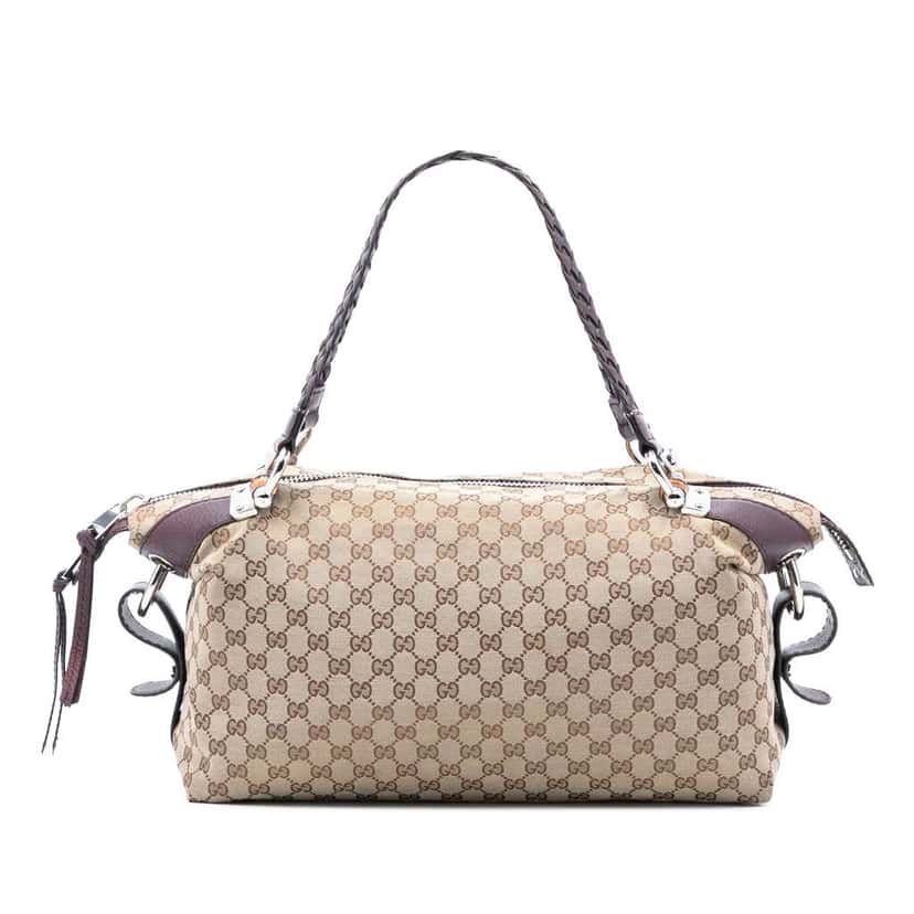 Gucci Medium GG Canvas Bamboo Bar Tote Brown Canvas Very good condition - Front View