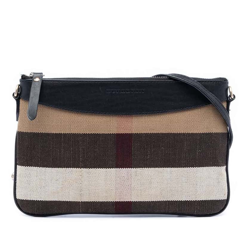 Burberry Mega Check Canvas Peyton Crossbody Brown Canvas Very good condition - Front View