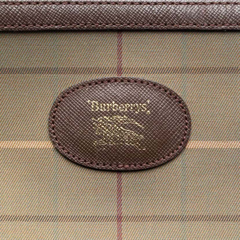 Burberry Vintage Check Canvas Wristlet Clutch Brown Canvas Very good condition - Box View