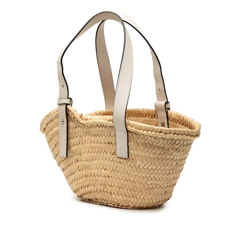Loewe Small Raffia Anagram Basket Tote Brown Very good condition - Back View