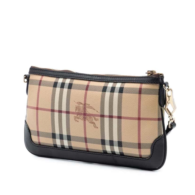 Burberry Haymarket Check Coated Canvas Peyton Crossbody Brown Canvas Very good condition - Back View