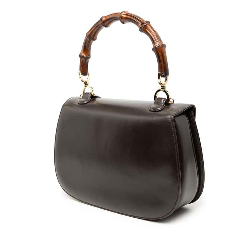 Gucci Calfskin Bamboo Night Brown Leather Very good condition - Back View