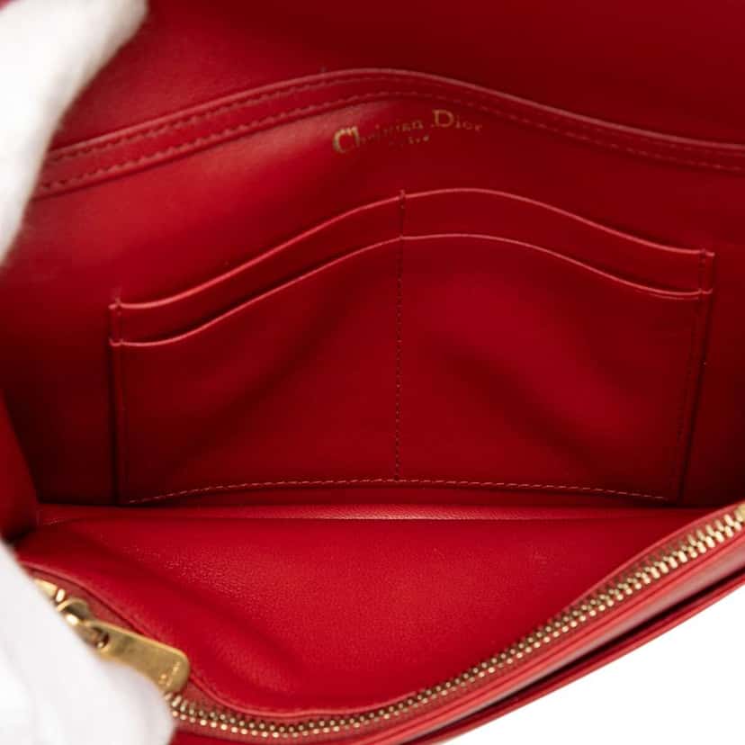 Dior Studded Lambskin Diorama Wallet on Chain Red Leather Very good condition - Model View