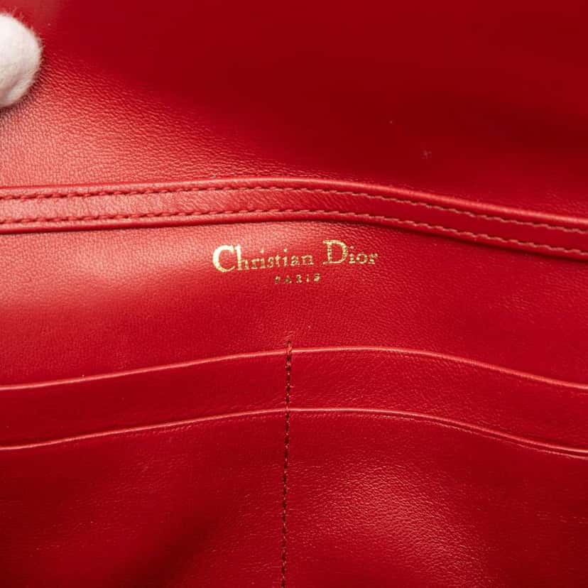 Dior Studded Lambskin Diorama Wallet on Chain Red Leather Very good condition - Box View