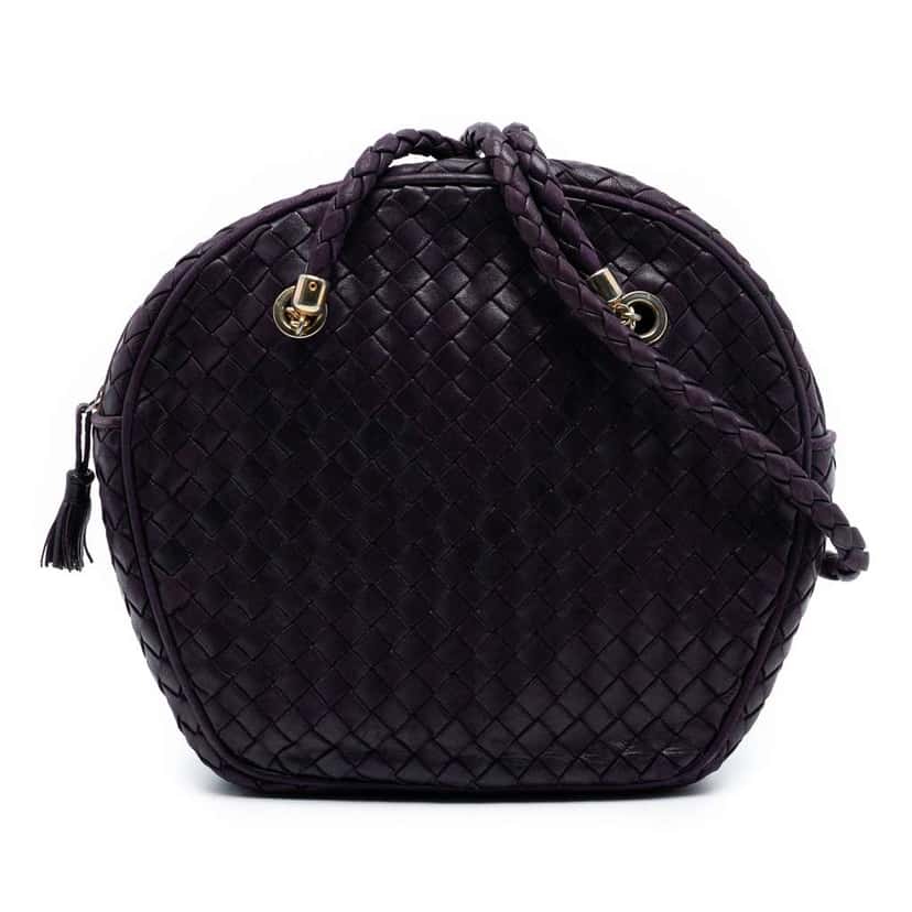Bottega Veneta Nappa Intrecciato Crossbody Purple Leather Very good condition - Front View