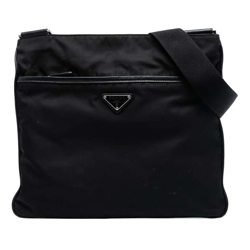 Prada Tessuto Zip Top Crossbody Black Good condition - Front View