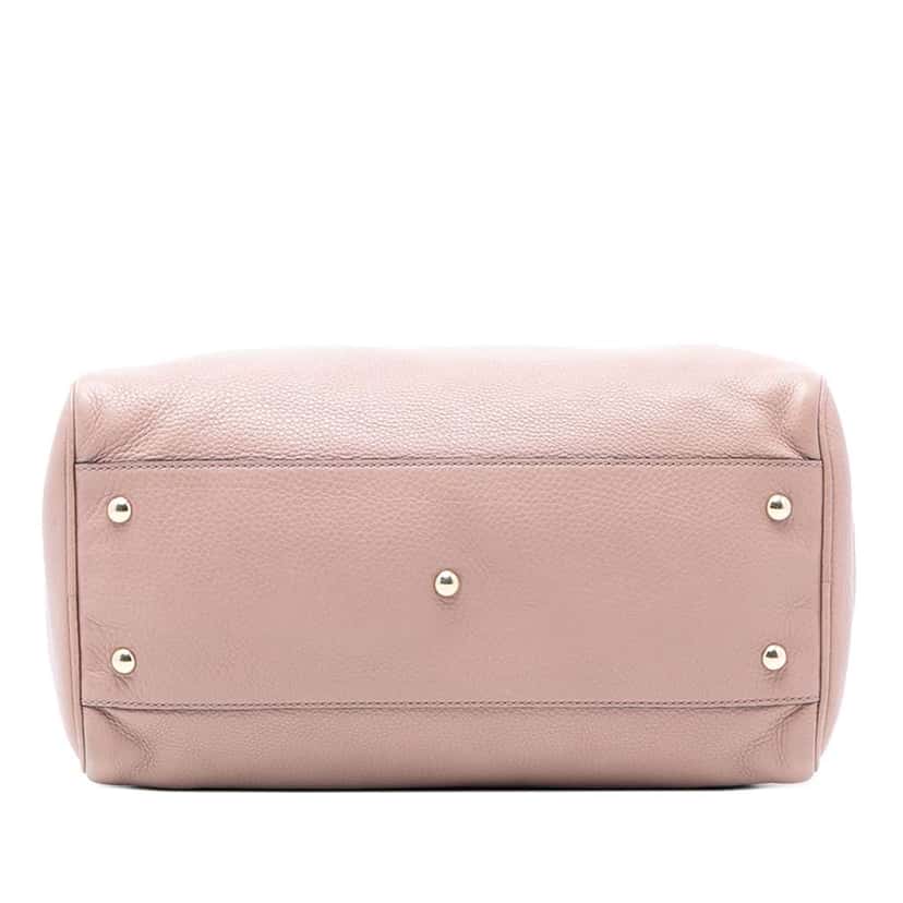 Gucci Medium Calfskin Bamboo Shopper Boston Bag Pink Leather Very good condition - Inside View