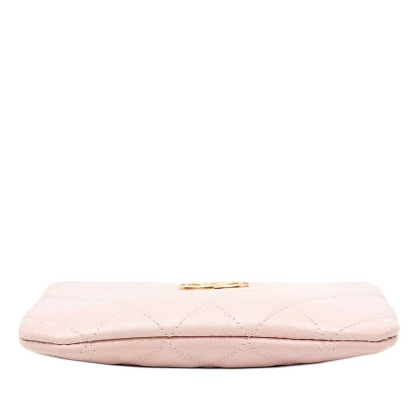 Chanel Mini Quilted Caviar O Case Pouch Pink Leather Very good condition - Inside View