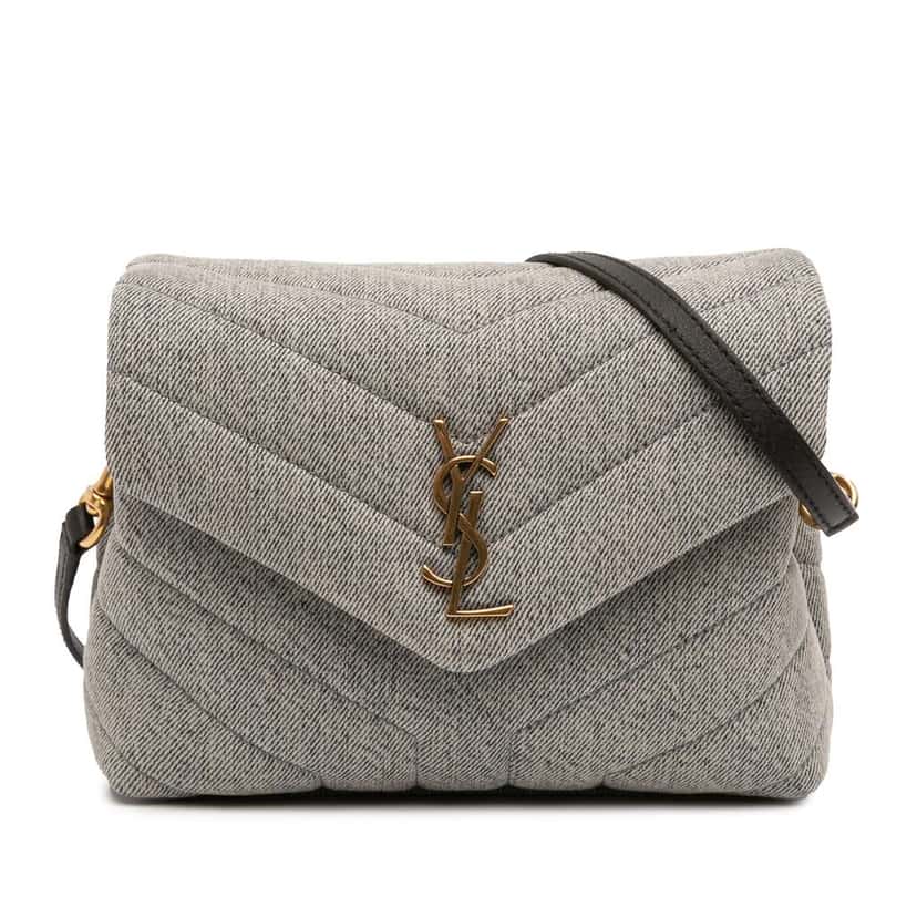 Saint Laurent Toy Matelasse Denim Monogram LouLou Crossbody Blue Denim Good condition - Front View