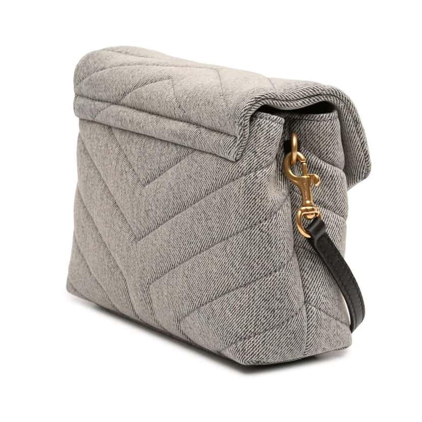 Saint Laurent Toy Matelasse Denim Monogram LouLou Crossbody Blue Denim Good condition - Back View