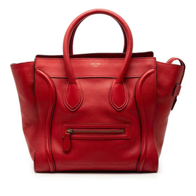 Celine Mini Leather Luggage Tote Red Leather Very good condition - Front View
