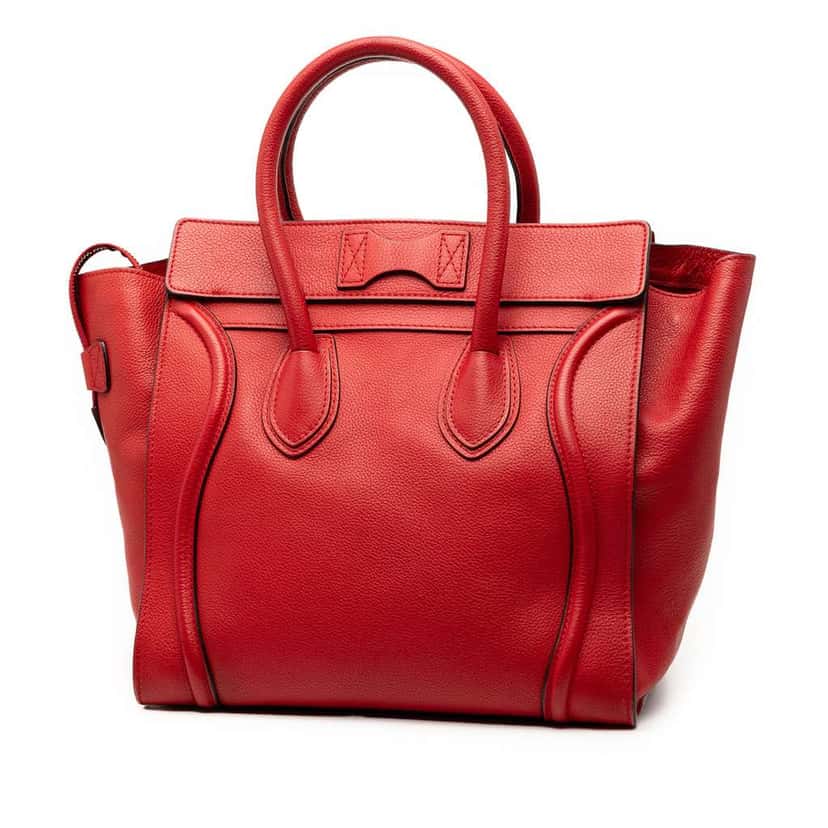 Celine Mini Leather Luggage Tote Red Leather Very good condition - Back View